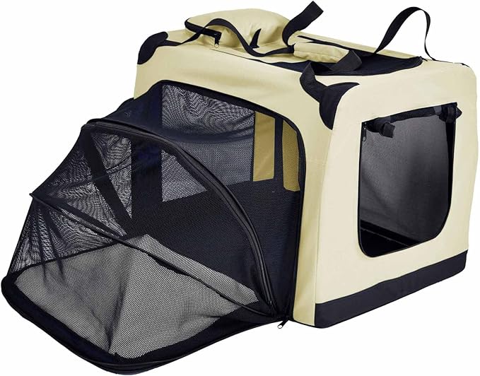 Pet Life Hounda Accordion Metal Framed Soft Folding Expandable Dog Crate - Collapsible Folding Pet Crate or Dog Kennel with Triple Expansion Room