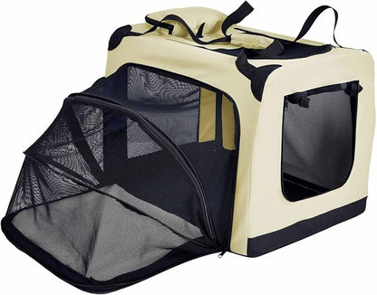Pet Life Hounda Accordion Metal Framed Soft Folding Expandable Dog Crate - Collapsible Folding Pet Crate or Dog Kennel with Triple Expansion Room