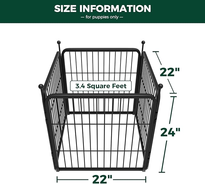 FXW Rollick Dog Playpen for Yard, RV Camping, 24 inch 4 Panels for Puppy and Small Dogs│Patented