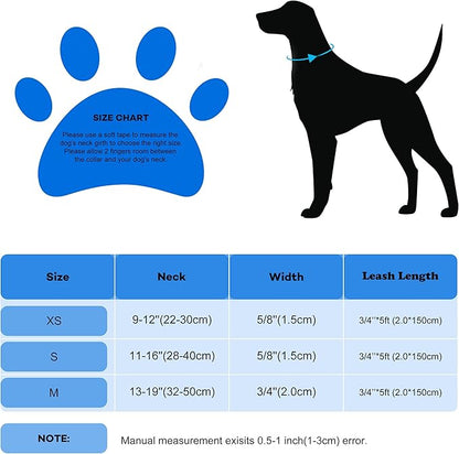 Bling Bow Tie Dog Collar and Leash Set, Cute Blue Boy Dog Collar with Bow and 5ft Leash for Small Medium Dogs Daily Walking or Holiday Party (Neck fit 11-16’’)