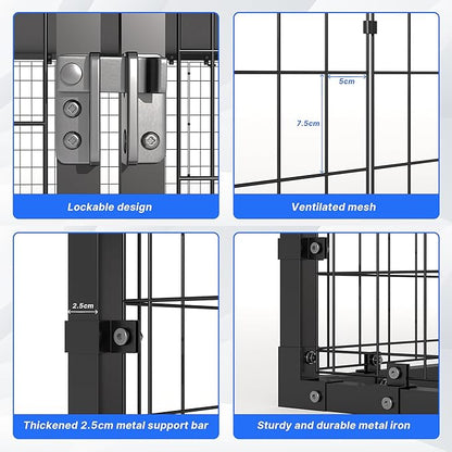 Kurapika Large Dog Kennel Outdoor Heavy Duty Dog Crate, Metal Frame Dog Fence with Secure Double-Lock Design, Easy Assembly, Weatherproof UV-Resistant Roof 118" L x 118" W x 70.9" H