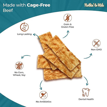 Fieldcrest Farms Nothin to Hide Flip Chips Dog Chews - Natural Rawhide Alternative Treats for Dogs, Collagen Based Snack for Moderate Chewers Up to 35lbs, Beef Flavor - 2 Packs (16 Chips)