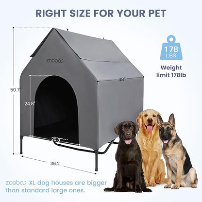 X-Large Dog House - Weatherproof PVC, Elevated Cooling Bed, Easy to Clean