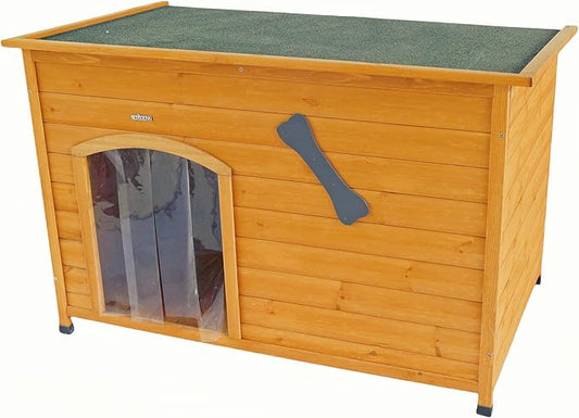 Wooden Doghouse for Small, Medium, Large Dogs, Waterproof, Outdoor/Indoor Kennel,Puppy Shelter with Elevated Floor (Natural, L)
