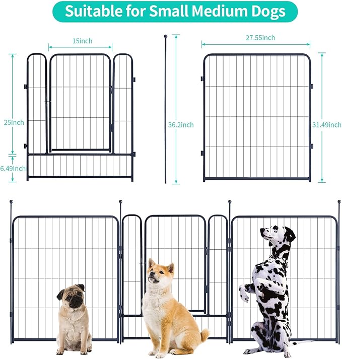Dog Playpen,Portable Outdoor Dog Fence, Dog Playpen for Large/Medium/Small Dogs, Dog Fences for The Yard,with Doors Foldable Metal (32 inch, 08 Panels)