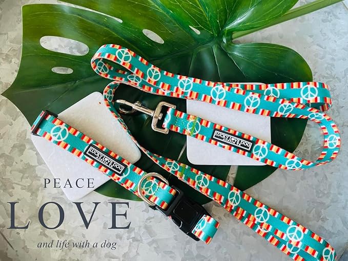 Lucky Love Dog Collar, Collars for Small Dogs, Peace Sign Dog Collar, Easy On & Off Clasp Accessory, Peace On Earth, Small