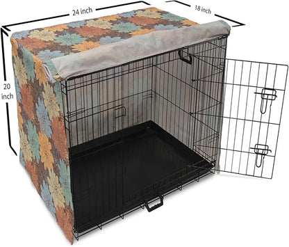 Lunarable Floral Dog Crate Cover, Blossoming Flowers Pattern Botanical Garden Art Illustration Colorful Vintage Design, Easy to Use Pet Kennel Cover for Small Dogs Puppies Kittens, 24 Inch, Brown