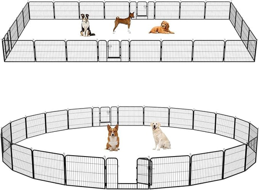 FDW Dog Playpen Dog Pen Dog Kennel 24 Panels 24 Inch Hight Indoor Outdoor Folding Metal Portable Puppy Exercise Pen Heavy Duty Dog Fence for Yard Camping,Black