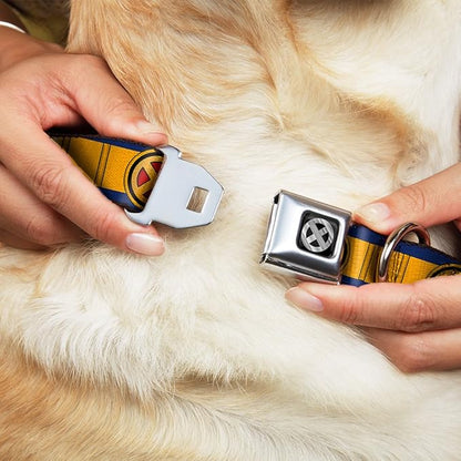 Buckle-Down Dog Collar Seatbelt Buckle X Men Cyclops Utility Strap Blue Gold Black Red, 1.5" Wide - Fits 13-18" Neck - Small, DC-SB-XMB-WXM040-1.5-S