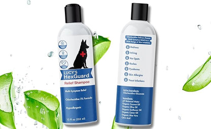 Lucy's Pet Skin Irritation Relief Shampoo - Soothes Rashes, Hot Spots, Skin Allergies, Pyoderma & More I Certified Organic Ingredients I Safe for Dogs & Cats I Unscented I 12oz