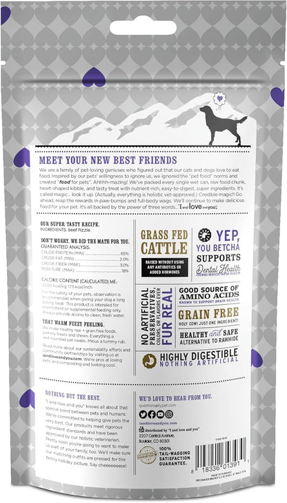 I AND LOVE AND YOU Free Ranger Braided Bully Stix - Beef - Rawhide Alternative, Single Ingredient, Free Range Grass Fed Beef, 6in, 3ct