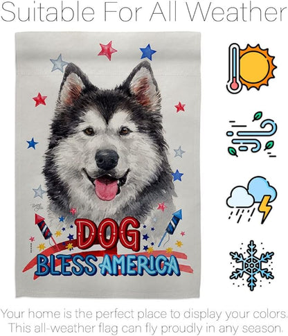 Breeze Decor Patriotic Siberian Husky Garden House Flag-Kit Dog Puppy Spoiled Paw Canine Fur Pet Nature Farm Animal Creature Decoration Banner Small Yard Gift Double-Sided, Made in USA