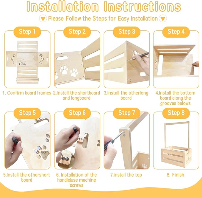 25" x 17" x 12" Wooden Pet Wardrobe Closet,Puppy Toy Basket with Hanging Rods,Pet Clothes Rack for Dog Organization and Storage,Wooden Crate for Dog/Cat Closet,Perfect for Toys Clothes and Accessories