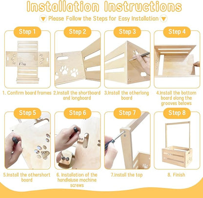 25" x 17" x 12" Wooden Pet Wardrobe Closet,Puppy Toy Basket with Hanging Rods,Pet Clothes Rack for Dog Organization and Storage,Wooden Crate for Dog/Cat Closet,Perfect for Toys Clothes and Accessories