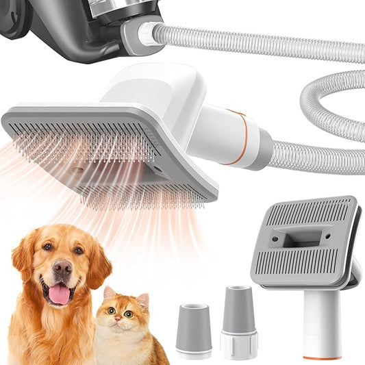 Afloia Dog Brush Vacuum Attachment, Cat Brush, Pet Brush 2 in 1 Innovative Pet Grooming kit 1-1.5'' Hoses Diameter Universal Adapter Compatible with Most Round Vacuum Cleaners like Bissell, Eureka etc