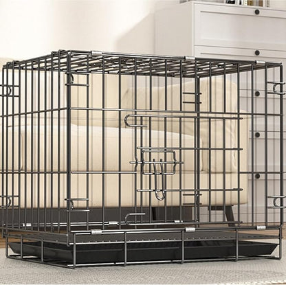 Heavy-Duty Steel Dog Crate - Foldable Single/Door Pet Kennel with Secure Lock, 19.5"x13.4"x16.3" Indoor Cage for Small/Medium Dogs, Gray