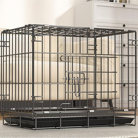 Heavy-Duty Steel Dog Crate - Foldable Single/Door Pet Kennel with Secure Lock, 19.5"x13.4"x16.3" Indoor Cage for Small/Medium Dogs, Gray