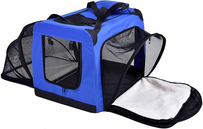 Pet Life Hounda Accordion Metal Framed Soft Folding Expandable Dog Crate - Collapsible Folding Pet Crate or Dog Kennel with Triple Expansion Room