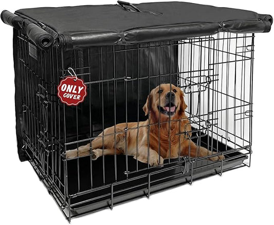 Small Dog Cage Cover 24 Inch, Puppy Crate Cover for Wire Kennel With 1 2 3 Doors, Indoor Waterproof 600D Oxford Fabric Black