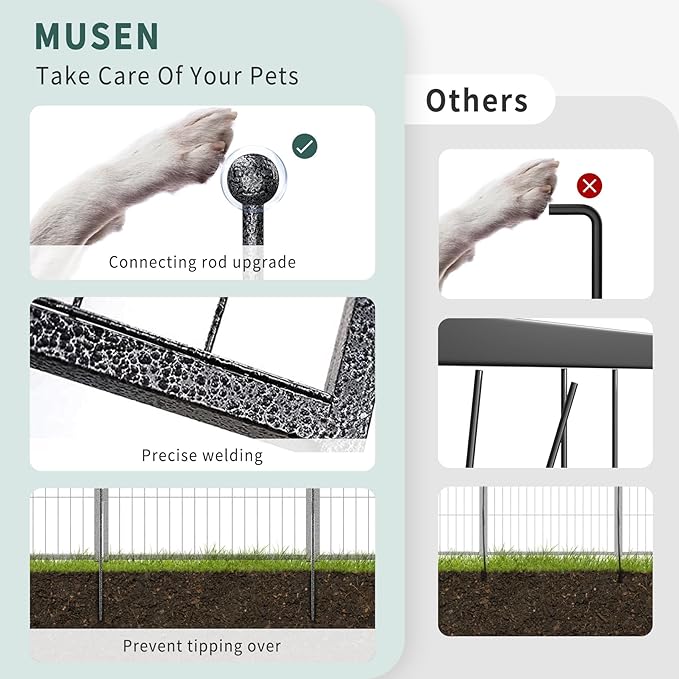 Musen Dog Playpen Indoor Outdoor, 16 Panels Dog Pen 32" Height Dog Fence Exercise with Doors for Large/Medium/Small Dogs, Portable Pet Playpen for Yard RV Camping, Hammer Paint Finish (Patent Pending)