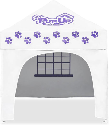 PupUp Canopy Instant and Portable Dog House and Shelter, White/Purple, Large