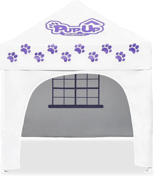 PupUp Canopy Instant and Portable Dog House and Shelter, White/Purple, Large