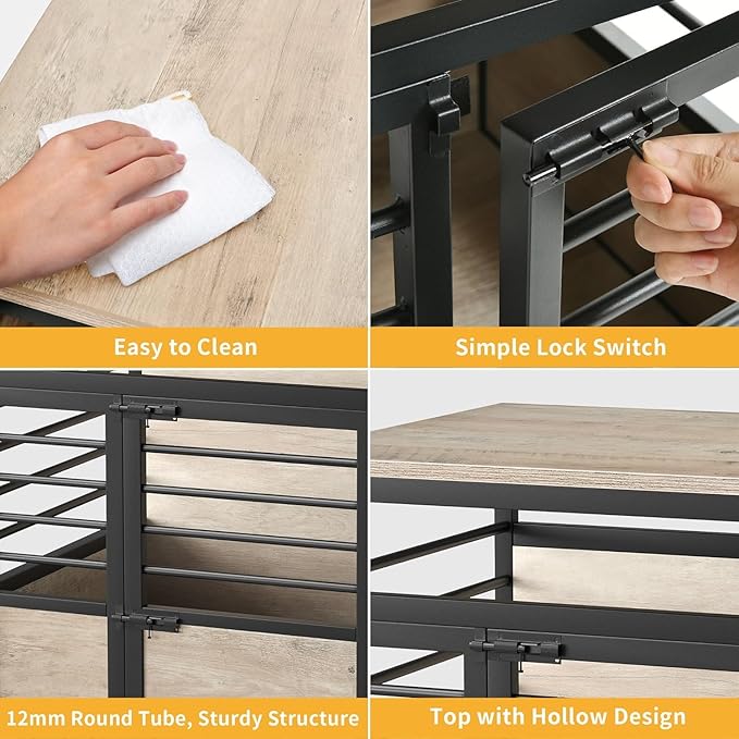 DWVO Dog Crate Furniture, 23.6 Inch Dog Kennel Indoor Furniture End Table for Small Dogs, Modern Decorative Cage Wooden Dogs Crate Furniture with Wheels, Chew-Resistant, Grey