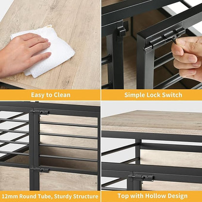 DWVO Dog Crate Furniture, 23.6 Inch Dog Kennel Indoor Furniture End Table for Small Dogs, Modern Decorative Cage Wooden Dogs Crate Furniture with Wheels, Chew-Resistant, Grey