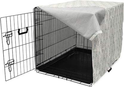 Lunarable Drinks Dog Crate Cover, Soft Pattern of Hand Drawn Hot Tea Cups Sketched Beverages Design, Easy to Use Pet Kennel Cover for Medium Large Dogs, 48 Inch, Eggshell and Pale Teal