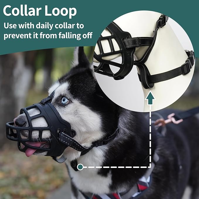 BARKLESS Dog Muzzle, Silicone Basket Muzzle for Small Medium Large Dogs, Soft Cage Muzzle Prevent Biting Chewing, Allow Drinking Panting, Suitable for German Shepherd
