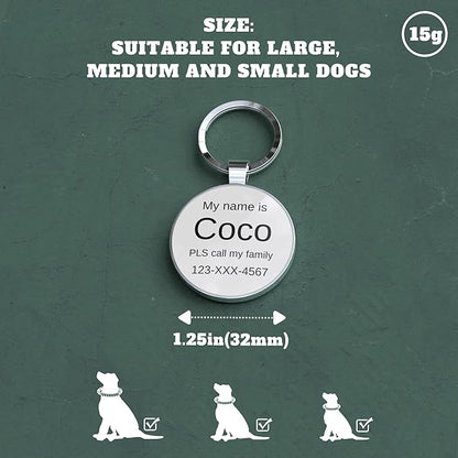 QR Code Dog Tag,Dog Tags Personalized for Pets, Custom Dog Name ID Tags Personalized Dog and Cat Tags -Free Online&Scan QR Receive Instant Location Alert Email