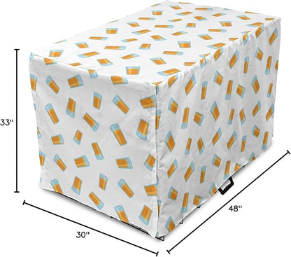 Lunarable Drinks Dog Crate Cover, Pattern of Fresh Orange Fruit Juice Scattered on a Plain Background, Easy to Use Pet Kennel Cover for Medium Large Dogs, 48 Inch, Orange Pale Blue