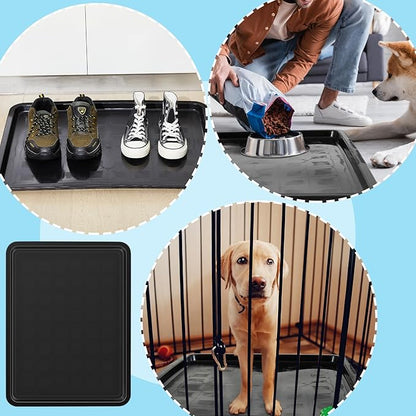 Suzile 4 Pcs Dog Crate Tray Replacement 27 x 20.5 Inches, Kennel Pan Black Plastic Bottom Floor Liners for Cat Rabbit Pets Training Cages Food Bowls Holders Accessories