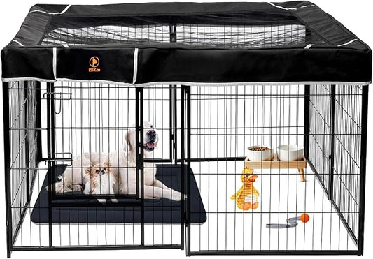 PJYuCien Square Top Cover - Fits 8 Panels 32 Inch Width Metal Dog Fence Dog Playpen (Note: Only PlayPen Top Cover, NO PLAYPEN!!!)…