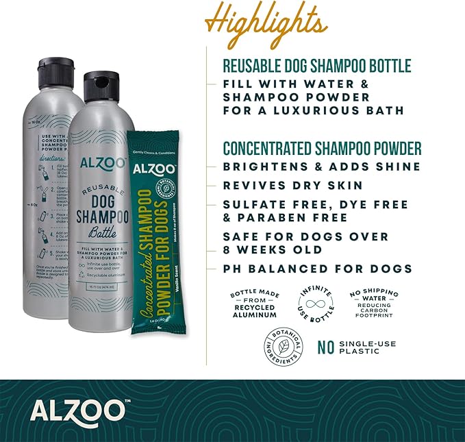 Concentrated Shampoo Powder for Dogs, Specially Formulated for Dogs with Sensitive Skin, 100% Plant-Based Active Ingredients, Vanilla Fragrance, Pack of 2