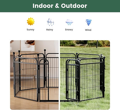 Gardner Pet Dog Playpens, 32" H 16 Panels Dog Pen Outdoor/Indoor Dog Fence Exercise Pen for Small/Medium/Large Dogs, Foldable Pet Play Yard Gate with Gravity Automatic Lock, Pet Playpen, Black