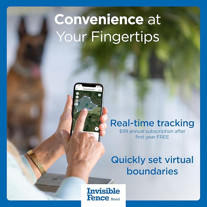 Invisible Fence GPS Dog Fence & Tracking Collar, Wireless Dog Fence & GPS Tracker, Create up to 20 Electric Fences, for Medium & Large Dogs with Neck Sizes 15"-28", Waterproof - Subscription Included