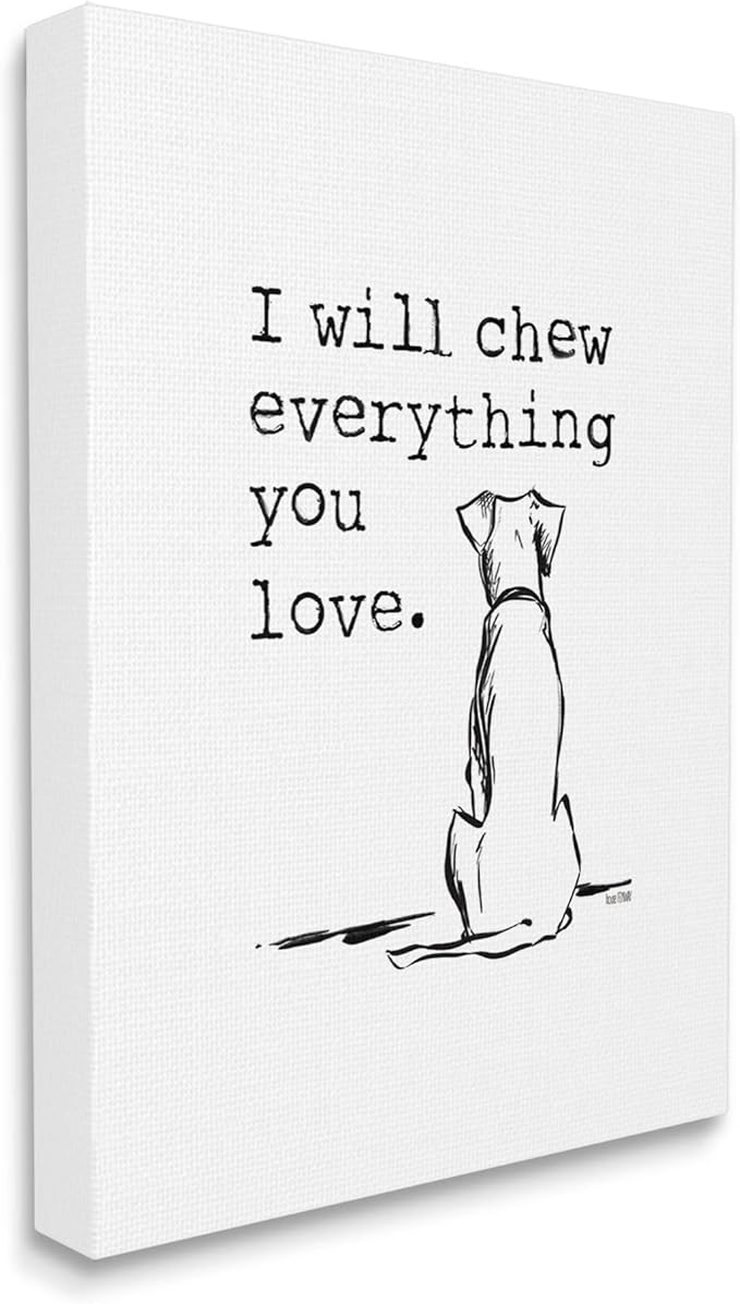 Stupell Industries Will Chew Everything You Love Funny Dog Canvas Wall Art, Design by House Fenway