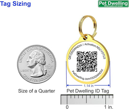 Premium NFC & QR Code Smart ID Tag for Dogs - Easy Scanning, Instant Profile Access, Real-Time Location Alerts(Gold Paw)
