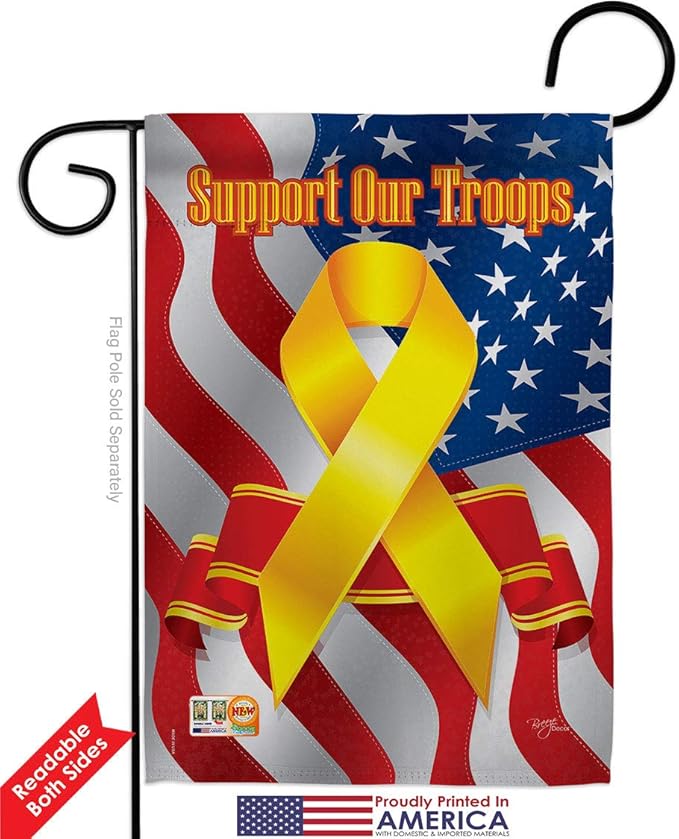 Breeze Decor Patriotic Pug Garden Flag Pack Dog Puppy Spoiled Paw Canine Fur Pet Nature Farm Animal Creature Support Our Troops House Banner Small Yard Gift Double-Sided, Made in USA