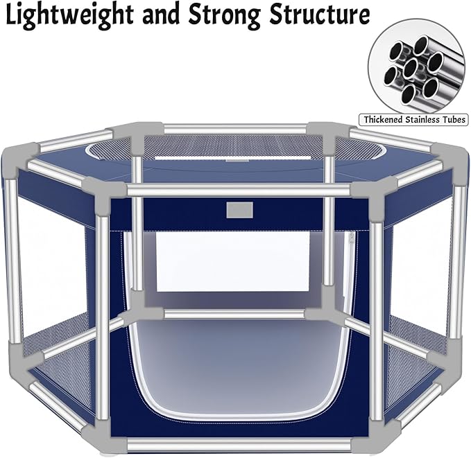 Hexagonal Dog playpen, 45 Inch Soft Puppy Playpen with 600D Oxford Fabric, Stable Structure with Thickend Stainless Steel Tubes, 25.6 Inch Height Pet Playpen for Small and Medium Dogs, Animals