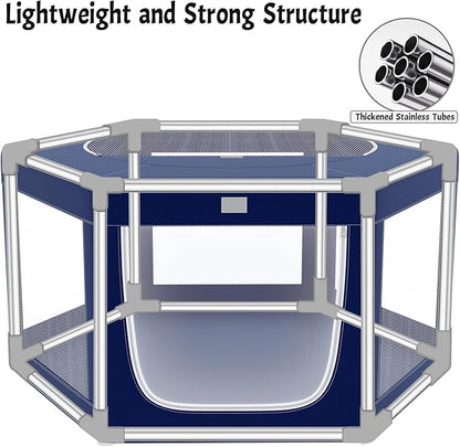 Hexagonal Dog playpen, 45 Inch Soft Puppy Playpen with 600D Oxford Fabric, Stable Structure with Thickend Stainless Steel Tubes, 25.6 Inch Height Pet Playpen for Small and Medium Dogs, Animals