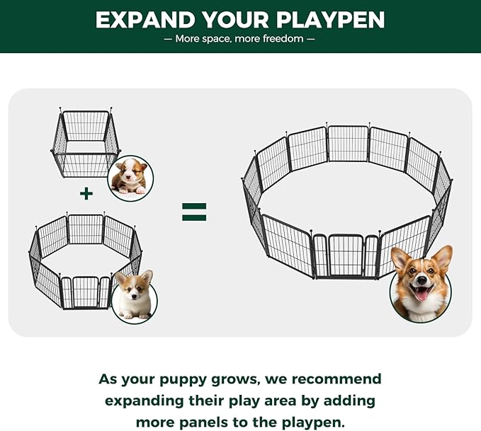 FXW Rollick Dog Playpen for Yard, RV Camping, 24 inch 4 Panels for Puppy and Small Dogs│Patented