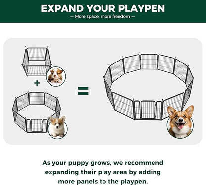 FXW Rollick Dog Playpen for Yard, RV Camping, 24 inch 4 Panels for Puppy and Small Dogs│Patented