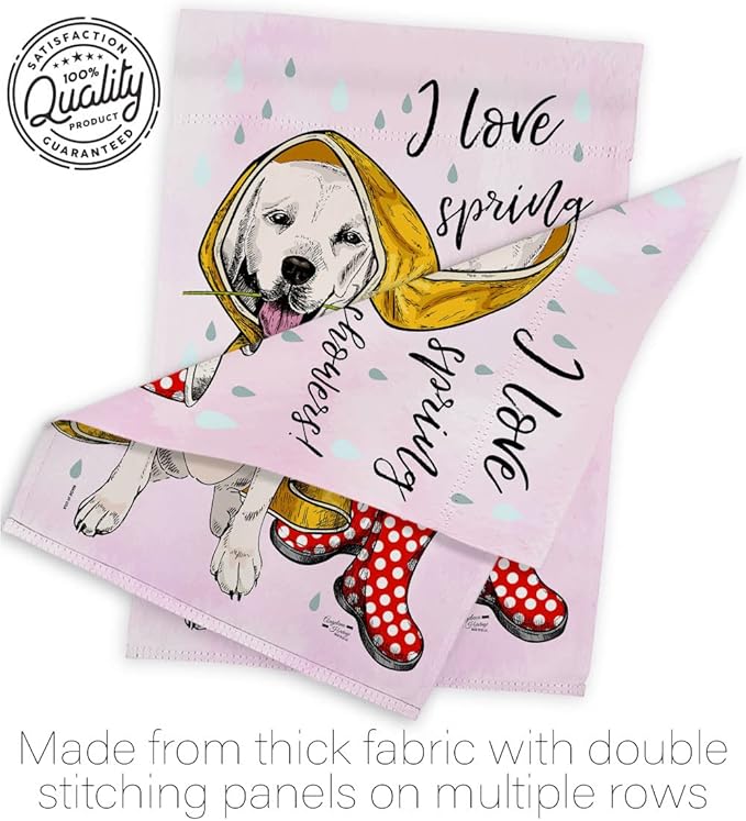 Love Spring Shower House Flag Pack Dog Puppy Spoiled Paw Canine Fur Pet Nature Farm Animal Creature Applique Decoration Banner Small Garden Yard Gift Double-Sided, Made in USA