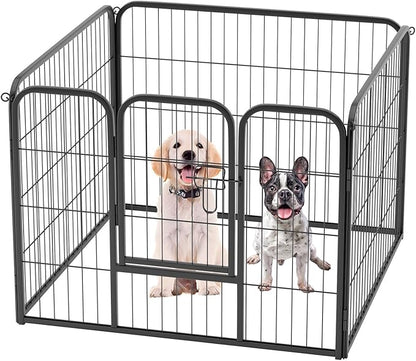 FDW Dog Playpen Kennel - 4 Panels, 24 Inch Height, Indoor/Outdoor Folding Metal Portable Puppy Exercise Pen, Heavy Duty Dog Fence for Yard, Camping - Black