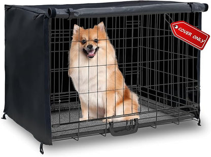 Dog Crate Cover 24in Waterproof Pet Kennel Cover for Outdoor/Indoor Protection, Durable Windproof Crate Cover Universal Fit for Wire Dog Crate (24''L*18''W*19''H-Black)