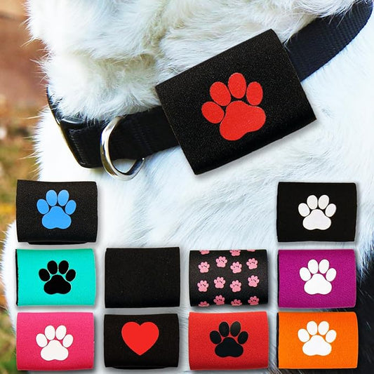 Dapper Dog Pet Tag Silencer and AirTag Holder (Black with Red Paw)