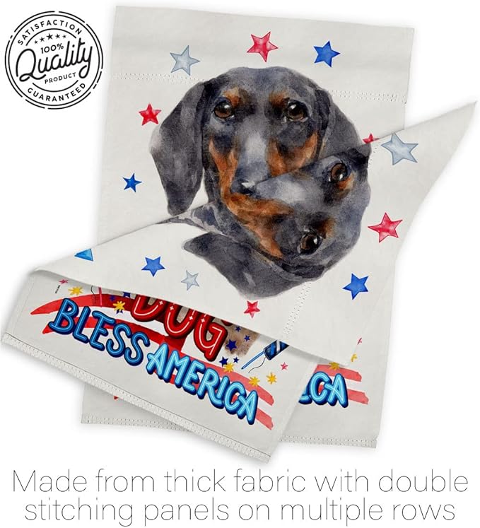 Breeze Decor Patriotic Black Tan Dachshund House Flag Eagle Set Dog Puppy Spoiled Paw Canine Fur Pet Nature Farm Animal Creature Banner Small Garden Yard Gift Double-Sided, Made in USA