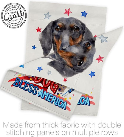 Breeze Decor Patriotic Black Tan Dachshund House Flag Eagle Set Dog Puppy Spoiled Paw Canine Fur Pet Nature Farm Animal Creature Banner Small Garden Yard Gift Double-Sided, Made in USA
